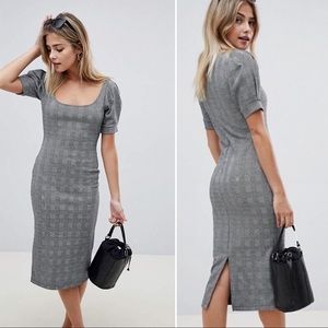 ASOS DESIGN Check Pencil Dress With Scoop Neck, 0, NWOT